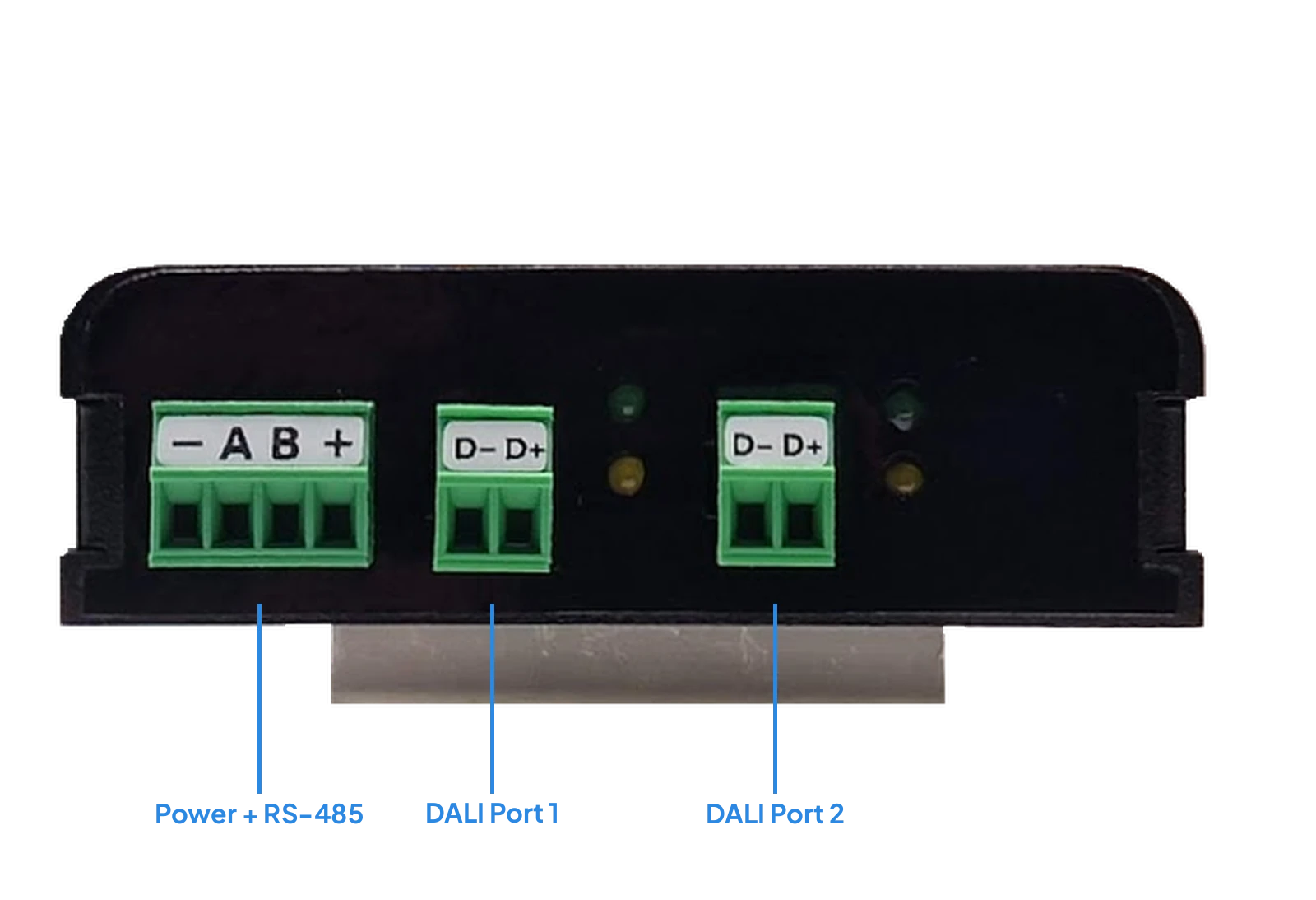 Wolf-2DALI expansion card connectors, each terminal block labelled